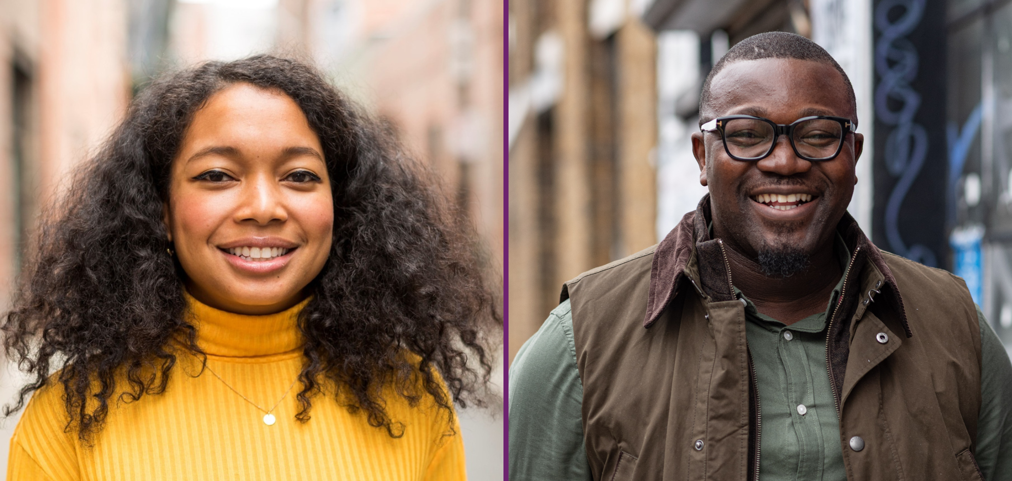 A headshot of two UK Fellows, Abadesi and Duro